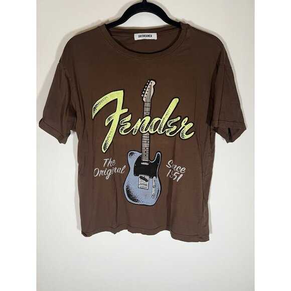 Daydreamer chocolate brown FENDER guitar graphic XS rocker western festival - Picture 1 of 10